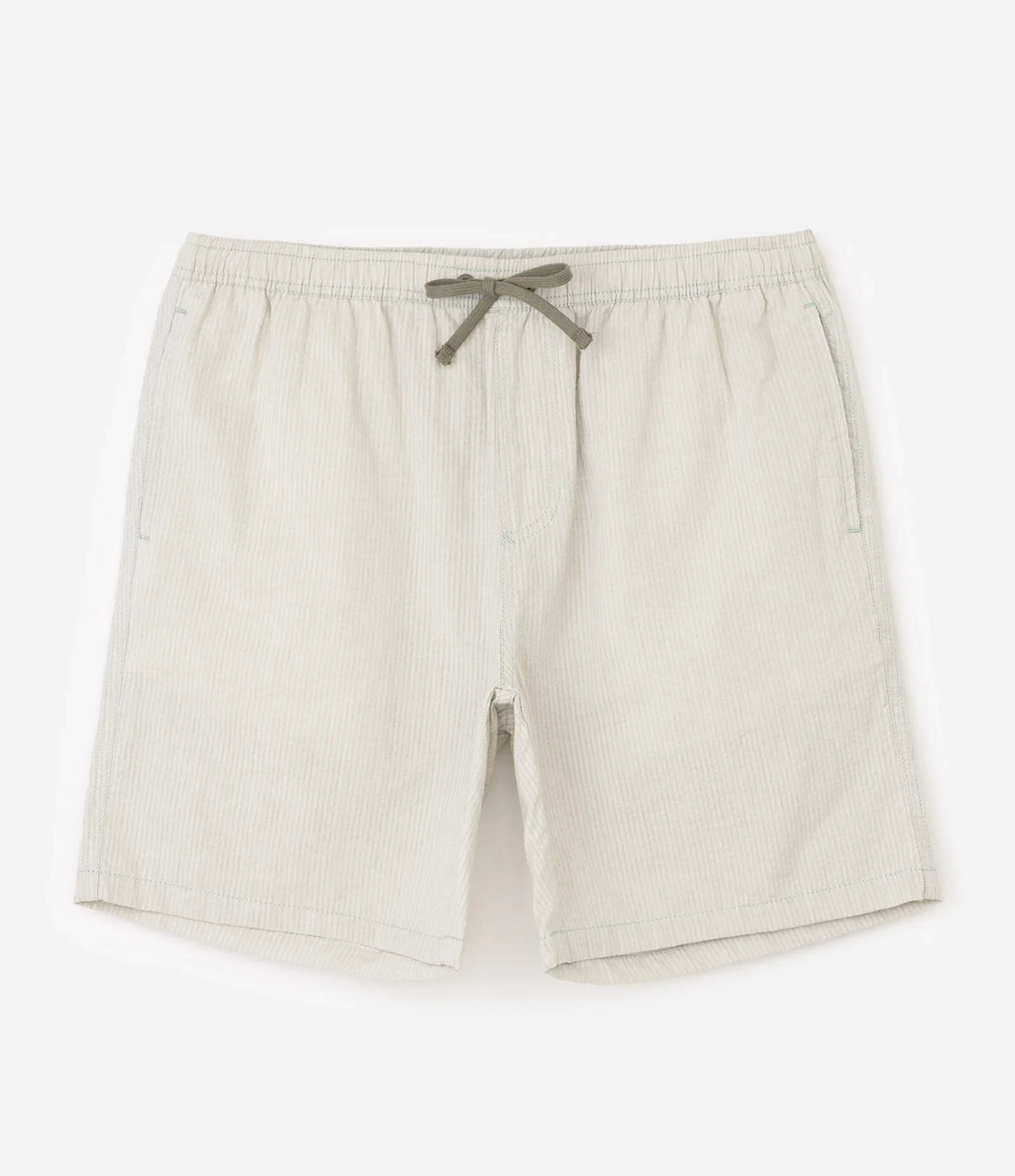 Striped Cotton Casual Shorts – Beige