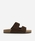 Premium Suede Double-Strap Slide Sandals – Brown