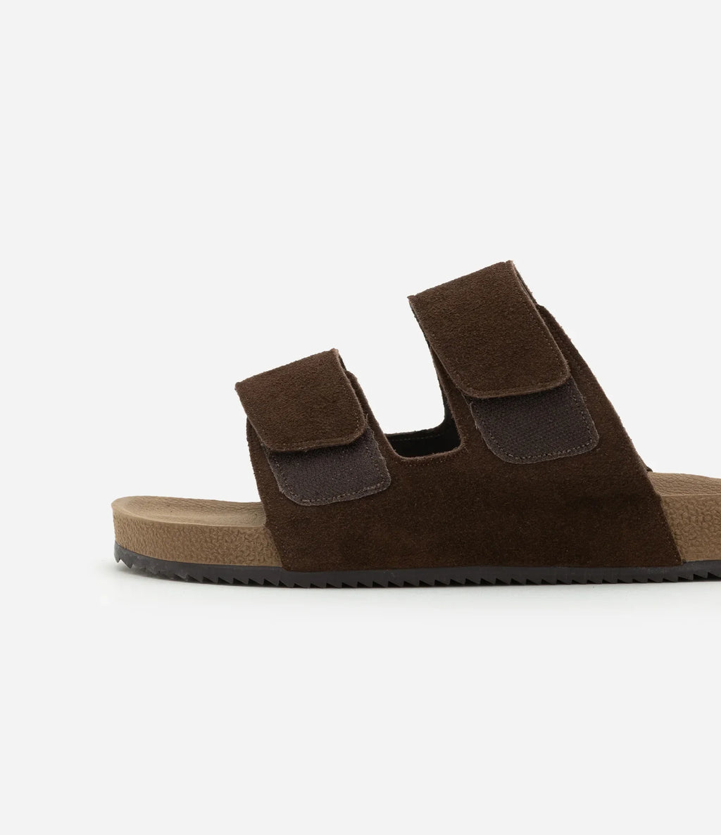 Premium Suede Double-Strap Slide Sandals – Brown