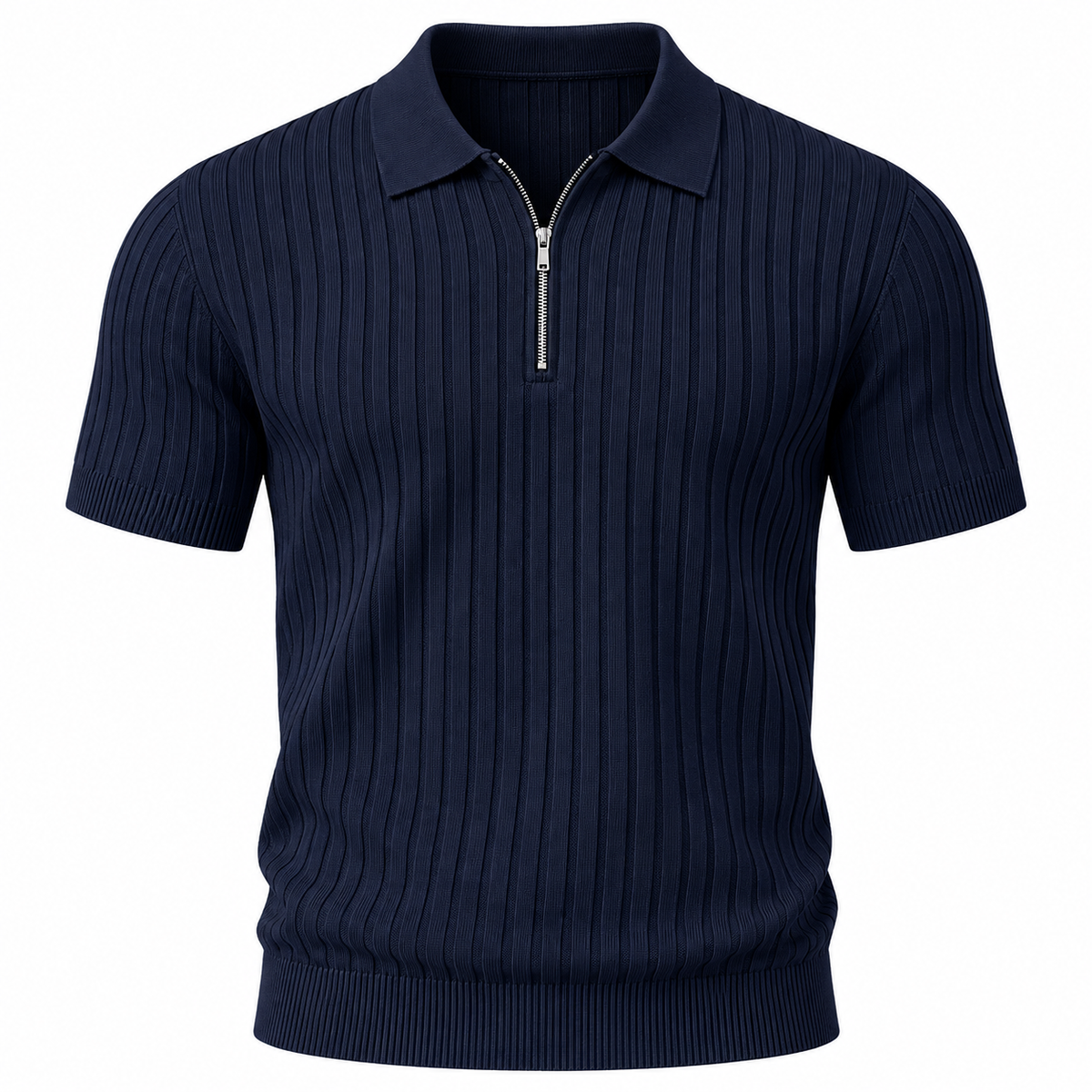 Men’s Ribbed Zip Polo Shirt