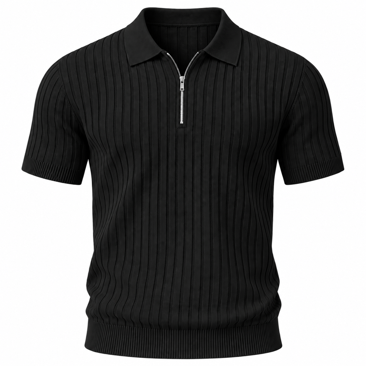 Men’s Ribbed Zip Polo Shirt